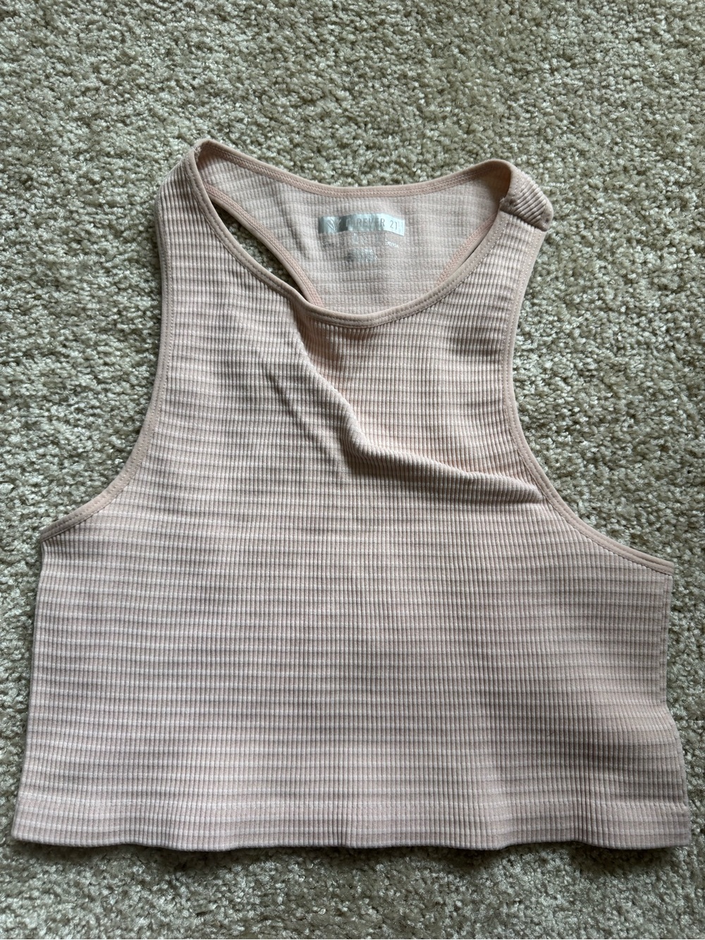 Forever 21 Ribbed Racerback Crop Tank Top - Light Pink